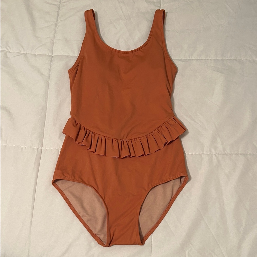 Kortni Jeane Rust Orange skirted One-Piece Swimsuit